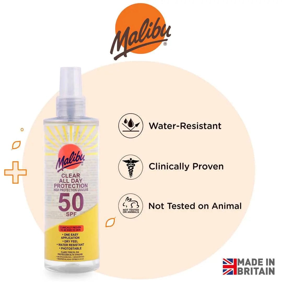 Key Features of Malibu | All Day Clear Spray Sunscreen | SPF 50 | Vegan
