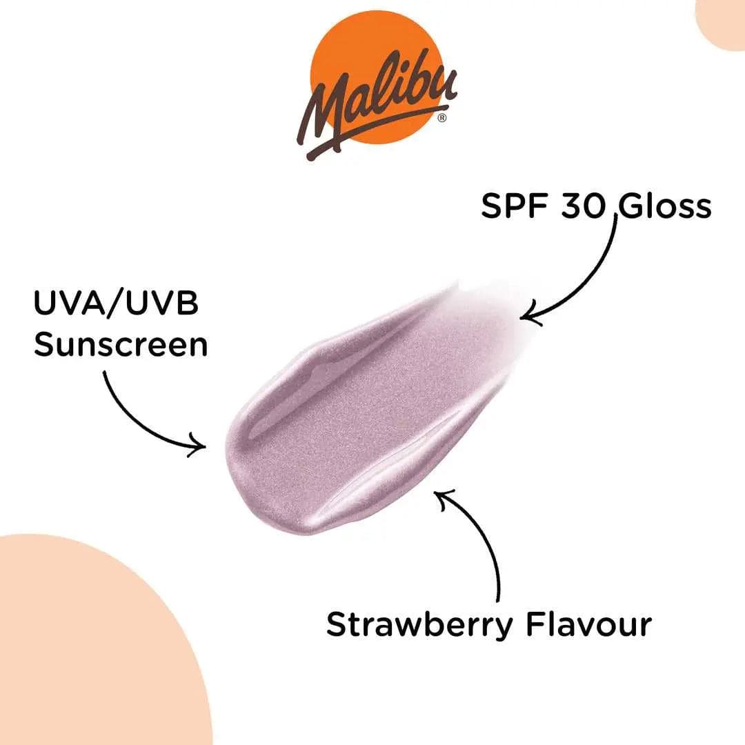 Malibu Lip Gloss Combo (Set of 2) - Coconut and Strawberry Flavour | SPF 30 | Vegan