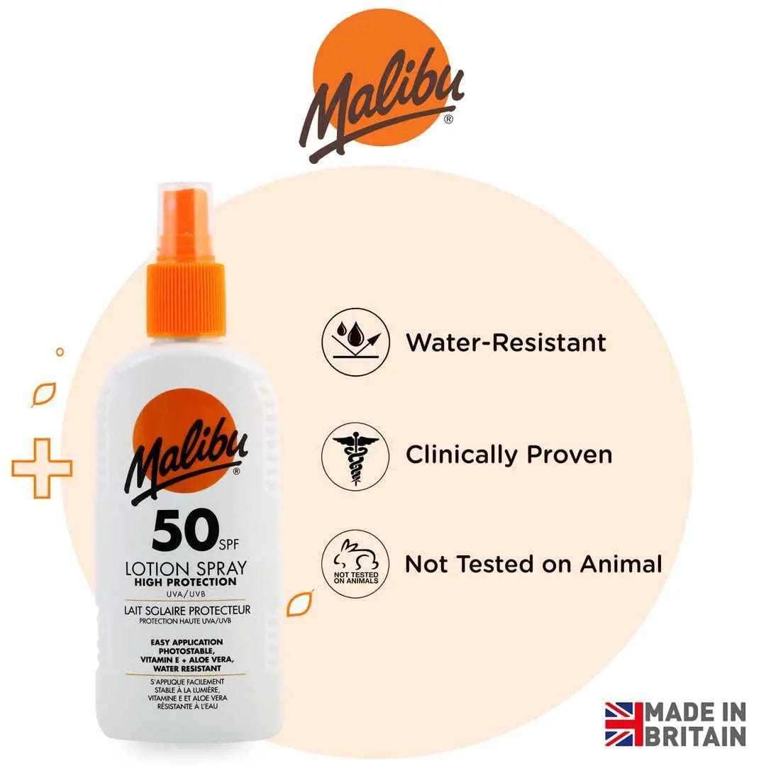 Malibu Suncare Body Lotion Spray |  All Day Protection | SPF 50 | 200 ml